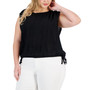 Plus Size Boat-Neck Side-Tie Top