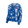 Women's White and Royal Chicago Cubs Tie-Dye V-Neck Pullover Cropped Tee