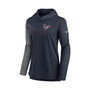 Women's Navy, Heathered Charcoal Houston Texans Chevron Hoodie Performance Long Sleeve T-shirt