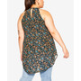 Plus Size Trendy Halter Pleat Print Top