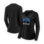 Women's Black Miami Marlins Victory Script V-Neck Long Sleeve T-shirt