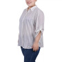 Plus Size 3/4 Roll Tab Sleeve Cotton Blouse