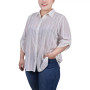 Plus Size 3/4 Roll Tab Sleeve Cotton Blouse
