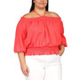 Plus Size Smocked Long-Sleeve Blouson Top