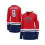 Women's Alexander Ovechkin Red and Navy Washington Capitals Power Player Long Sleeve Notch Neck T-shirt