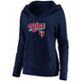 Plus Size Navy Minnesota Twins Core Team Lockup V-Neck Pullover Hoodie