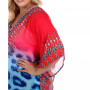 Plus Size Criss-Cross Neckline Animal Print Caftan Top