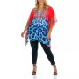 Plus Size Criss-Cross Neckline Animal Print Caftan Top