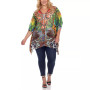 Plus Size Criss-Cross Neckline Animal Print Caftan Top