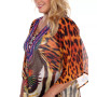 Plus Size Criss-Cross Neckline Animal Print Caftan Top