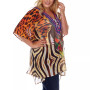 Plus Size Criss-Cross Neckline Animal Print Caftan Top