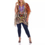 Plus Size Criss-Cross Neckline Animal Print Caftan Top
