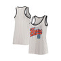 Women's White and Navy Detroit Tigers Pinstripe Scoop Neck Tank Top
