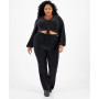 Plus Size Embellished V-Neck Drawstring Crop Top, Created for Macy's