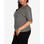 Plus Size Grommet 3/4 Dolman Sleeve Top