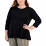 Plus Size High-Low 3/4-Sleeve Top