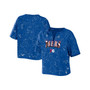 Women's Royal Philadelphia 76ers Bleach Splatter Notch Neck T-shirt