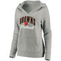 Plus Size Heathered Gray Cleveland Browns Team Victory Script Crossover V-Neck Pullover Hoodie