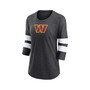 Women's Branded Heathered Charcoal Washington Commanders Primary Logo 3, 4 Sleeve Scoop Neck T-shirt