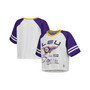 Women's White LSU Tigers Melange Beaumont Cropped Raglan T-shirt