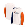 Women's Branded White Denver Broncos Colorblock Primary Logo Pullover Sweatshirt