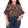 Plus Size Pintuck-Trim Flutter-Sleeve Blouse