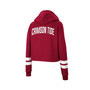 Women's Crimson Alabama Crimson Tide Throwback Stripe Cropped Pullover Hoodie