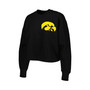 Women's Black Iowa Hawkeyes Back To Reality Colorblock Pullover Sweatshirt
