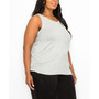 Plus Size Stripe Side Ruched Scoop Neck Tank Top
