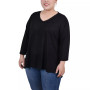 Plus Size 3/4 Sleeve V-Neck Tunic