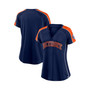 Women's Branded Navy and Orange Detroit Tigers True Classic League Diva Pinstripe Raglan V-Neck T-shirt