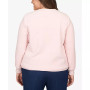 Plus Size Classics Spliced Quilted Pull On Crew Neck Top