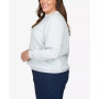 Plus Size Classics Spliced Quilted Pull On Crew Neck Top