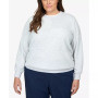 Plus Size Classics Spliced Quilted Pull On Crew Neck Top