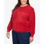 Plus Size Classics Spliced Quilted Pull On Crew Neck Top