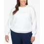 Plus Size Classics Spliced Quilted Pull On Crew Neck Top
