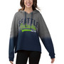 Women's Heather Gray, College Navy Seattle Seahawks Superstar Dip-Dye Crop Pullover Hoodie