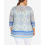 Plus Size Knit Diamond Geometric Print Top