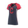 Women's Heathered Navy Cleveland Indians Tri-Blend Raglan V-Neck T-shirt