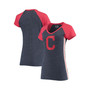 Women's Heathered Navy Cleveland Indians Tri-Blend Raglan V-Neck T-shirt