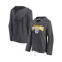 Women's Branded Heather Charcoal Pittsburgh Steelers First Team Flowy Cropped Pullover Hoodie