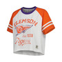 Women's White Clemson Tigers Melange Beaumont Cropped Raglan T-shirt