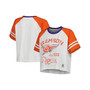 Women's White Clemson Tigers Melange Beaumont Cropped Raglan T-shirt