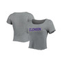 Women's Gray Clemson Tigers Baby Rib Lettuce-Edge Trim T-shirt