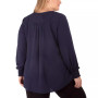 Plus Size Long Sleeve Overlapping Crepe Top with Necklace