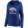 Plus Size Royal Toronto Blue Jays Victory Script Crossover Neck Pullover Hoodie