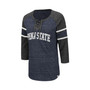 Women's Navy and Heathered Charcoal Penn State Nittany Lions Scienta Pasadena Raglan 3/4 Sleeve Lace-Up T-shirt