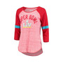 Women's Heathered Red Super Bowl Lv Upper Deck 3/4-Sleeve Raglan T-Shirt