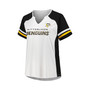 Women's White Pittsburgh Penguins Plus Size Notch Neck Raglan T-shirt