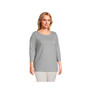 Women's Plus Size 3/4 Sleeve Heavyweight Jersey Boatneck Button Back Tunic